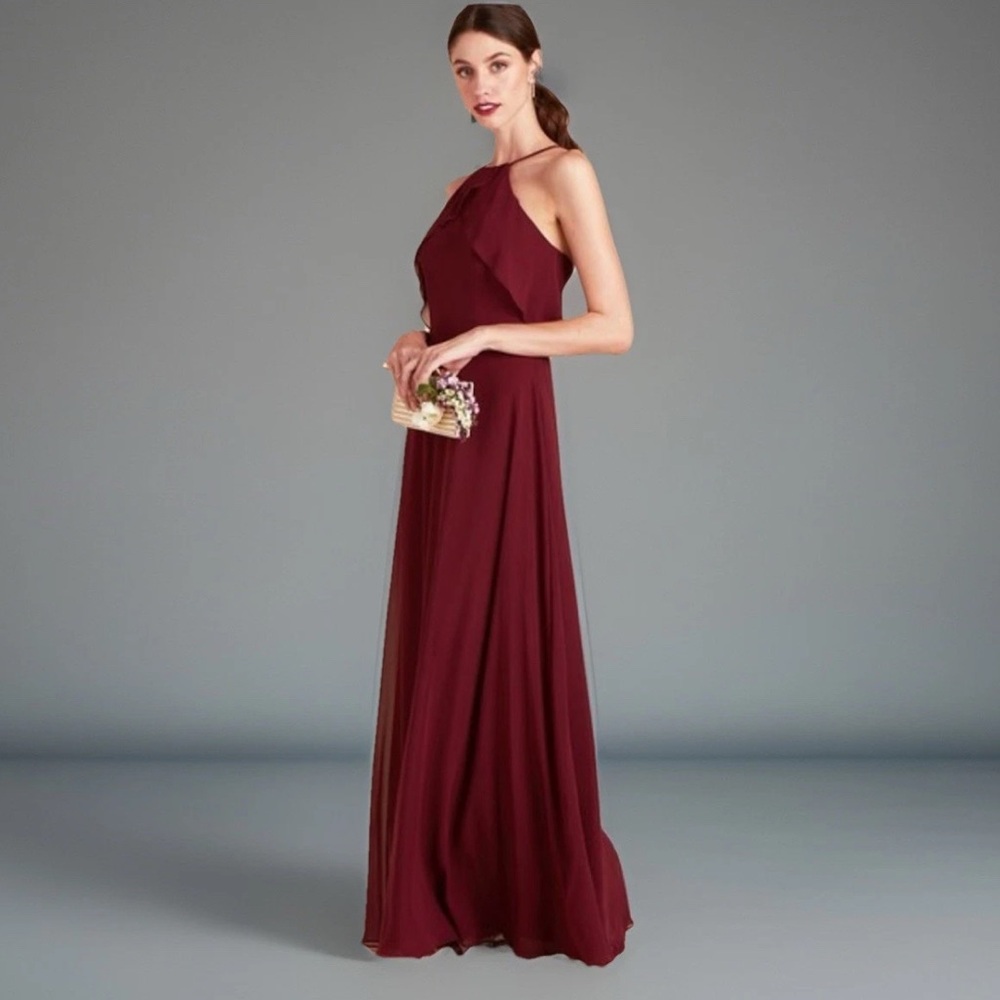 Amsale COLBY Crimson Formal Gown 10/12 Prom Dress Bridesmaid Romantic NWT R-$268
